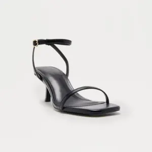 Marlo Ankle Strap Kitten Heels - Black