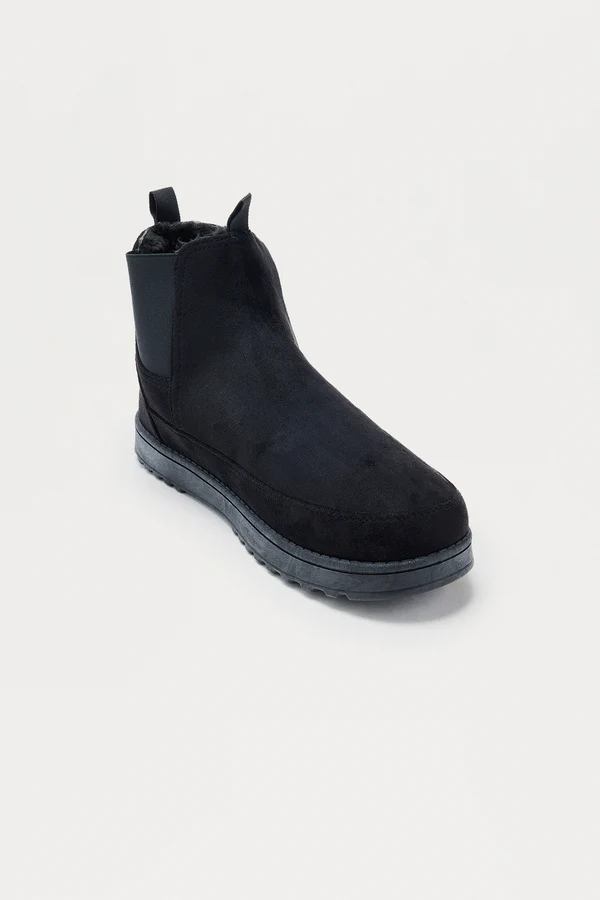 Faux Suede Boot - Black